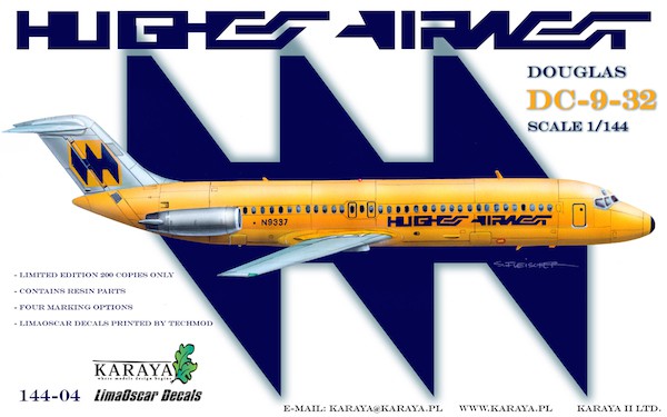Karaya 144-04 1:144 Douglas DC-9 (DC-9-30) Hughes Airwest 1973-1980 (FLY plastic parts + Lima Oscar decals)