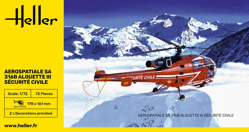 Heller 80289 1:72 Sud-Aviation/Aerospatiale SA-316 Securite Civile
