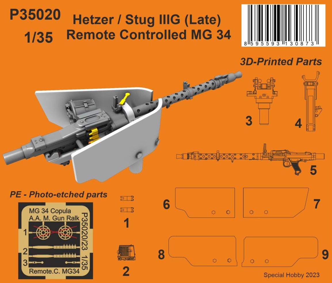 CMK/Czech Master Kits 129-P35020 1:35 Hetzer / Sturmgeschutz/StuG.IIIG (Late) Remote Controlled MG 34