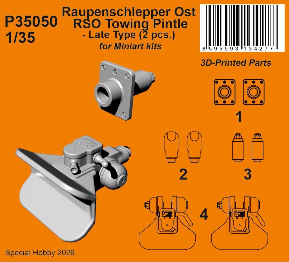CMK/Czech Master Kits P35050 1:35 Raupenschlepper Ost RSO Towing Pintle - Late Type (2 pcs.