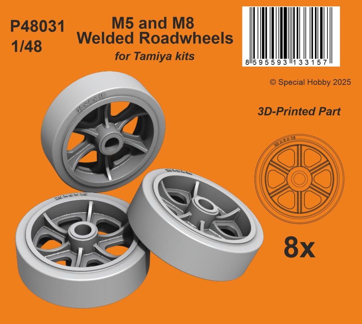 CMK/Czech Master Kits P48031 1:48 M5 and M8 Welded Road-wheels Detail wheels with openings