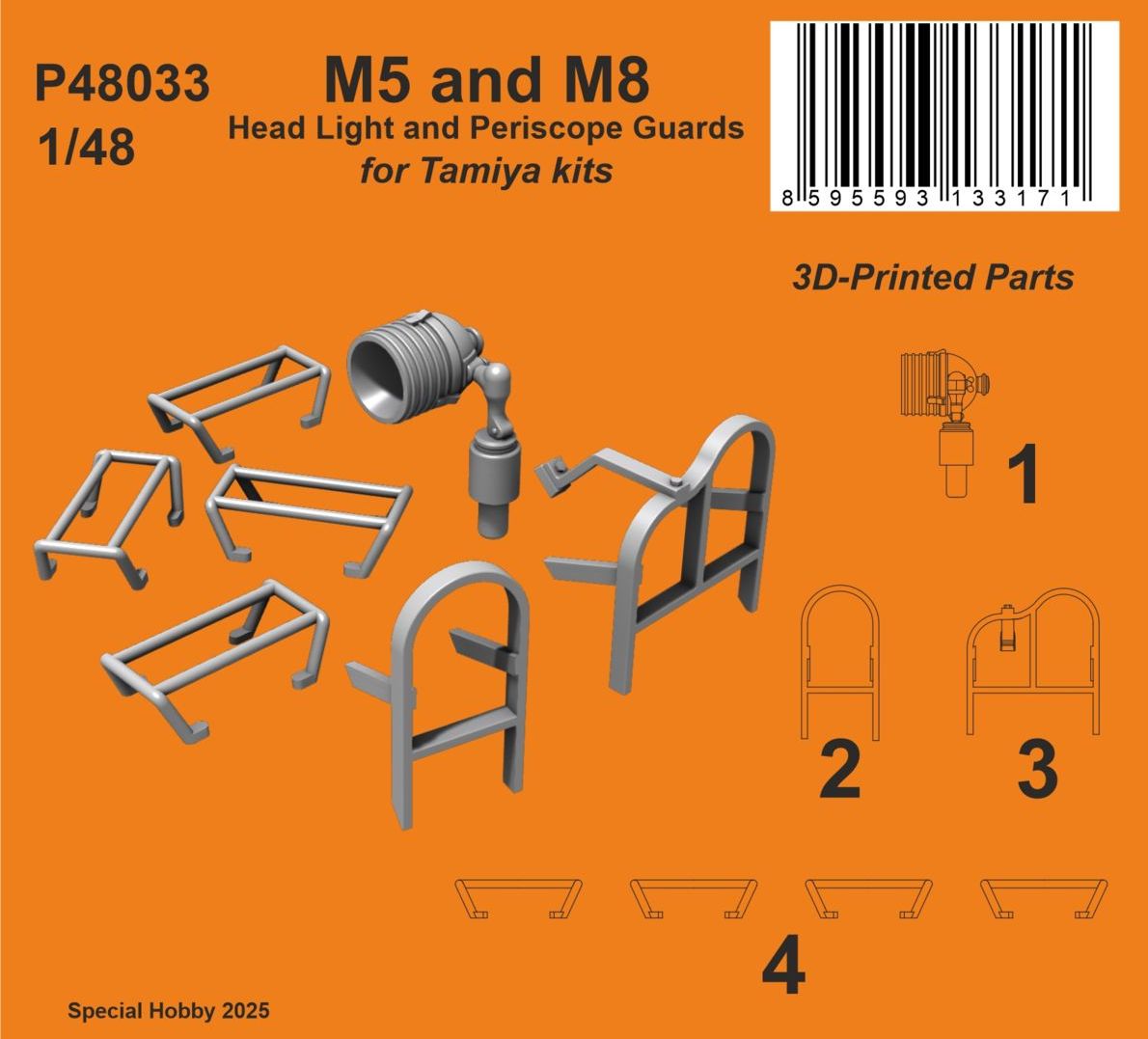 CMK/Czech Master Kits P48033 1:48 M5 and M8 Head Light and Periscope Guards (4 pcs)
