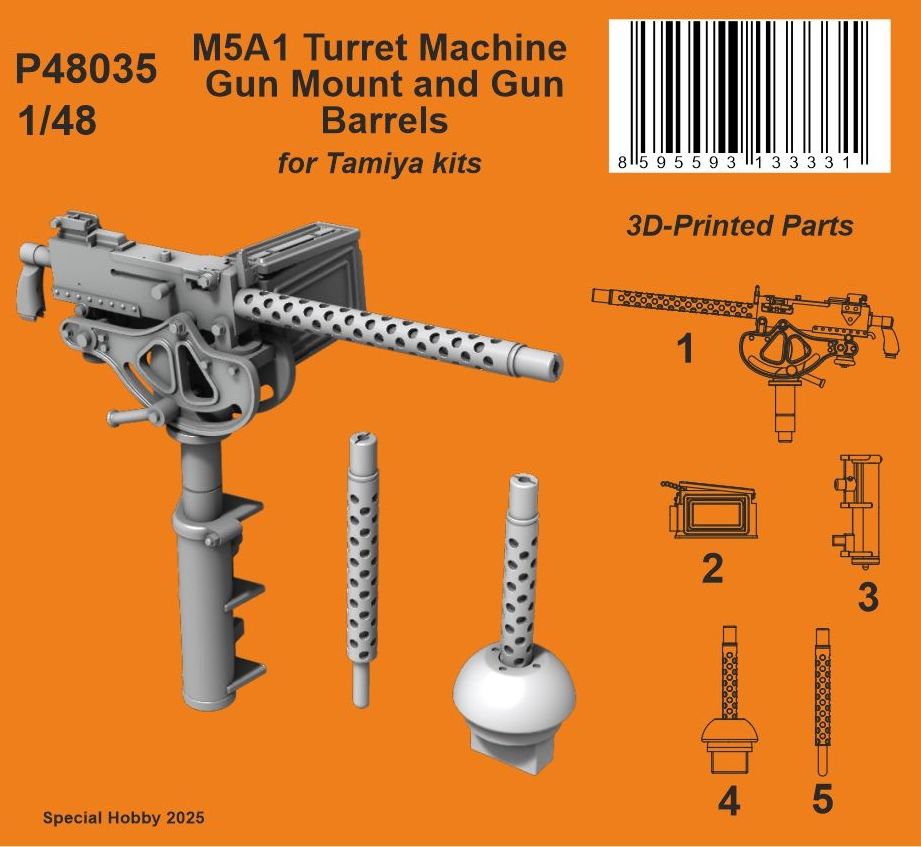 CMK/Czech Master Kits P48035 1:48 M5A1 Turret Machine Gun Mount and Gun Barrels