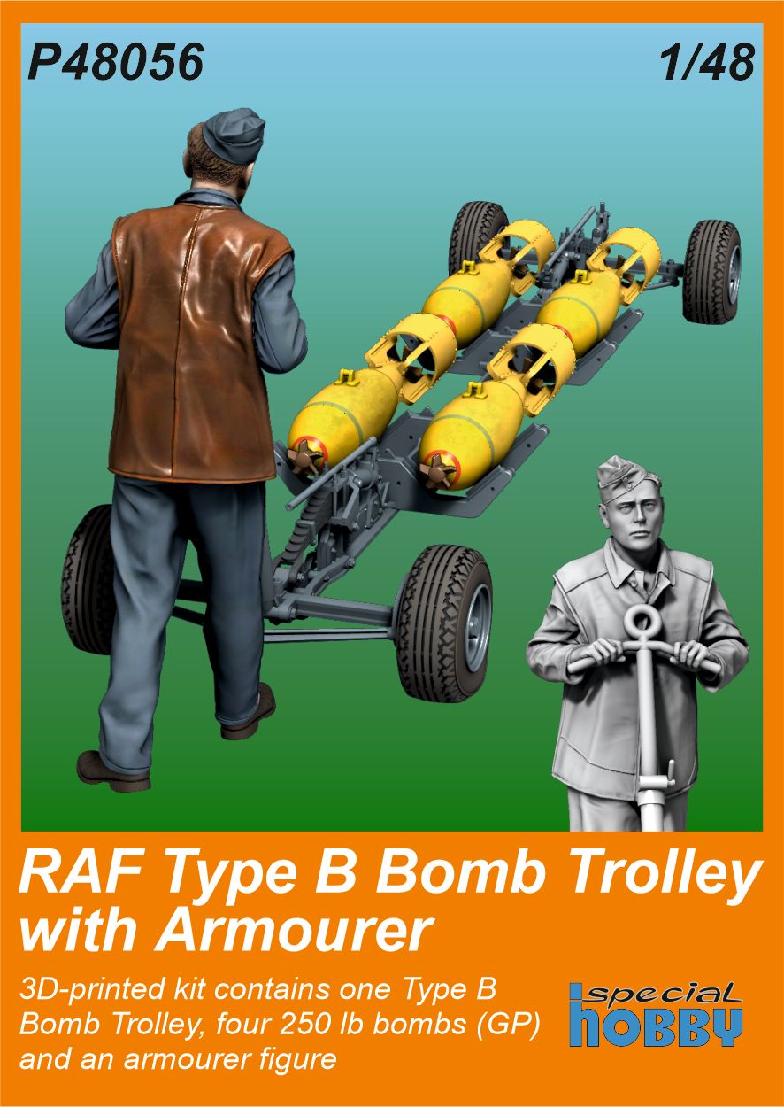 CMK/Czech Master Kits P48056 1:48 RAF Type B Bomb Trolley with Armourer UNPAINTED