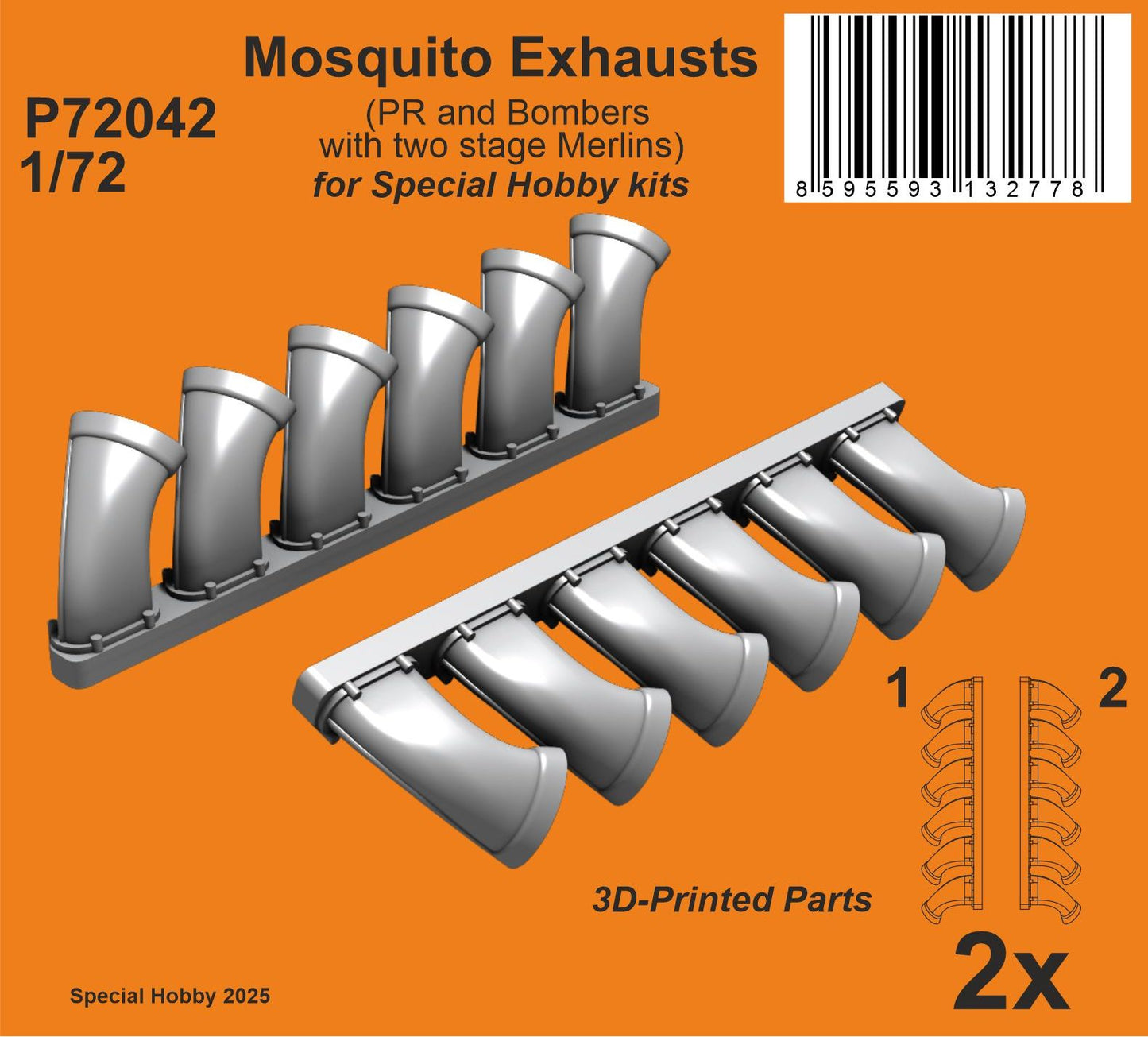 CMK/Czech Master Kits P72042 1:72 de Havilland Mosquito PR Mk.XVI Exhausts