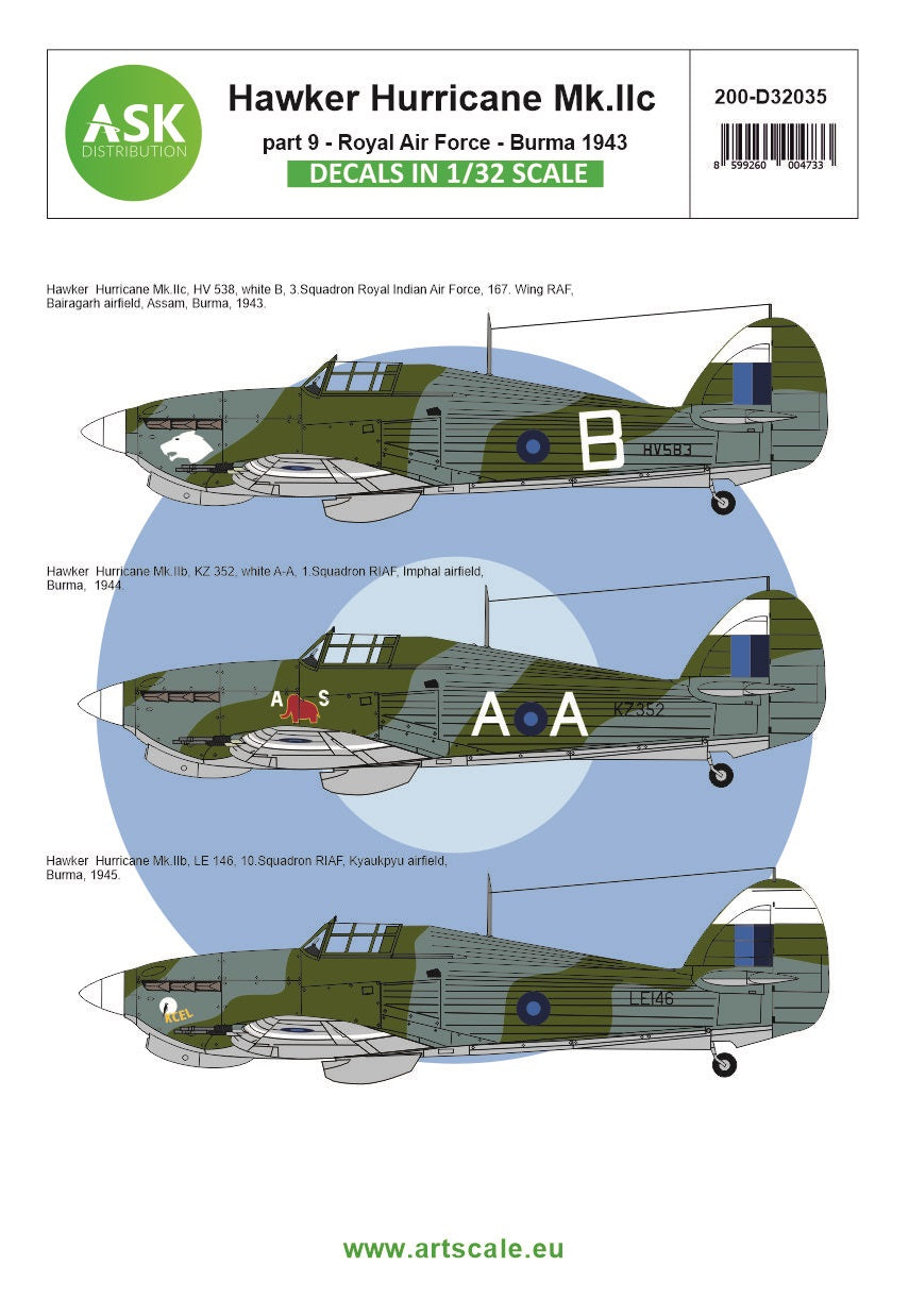 Art Scale 200-D32035 1:32 Hawker Hurricane Mk.IIc part 9 - Royal Air Force Burma