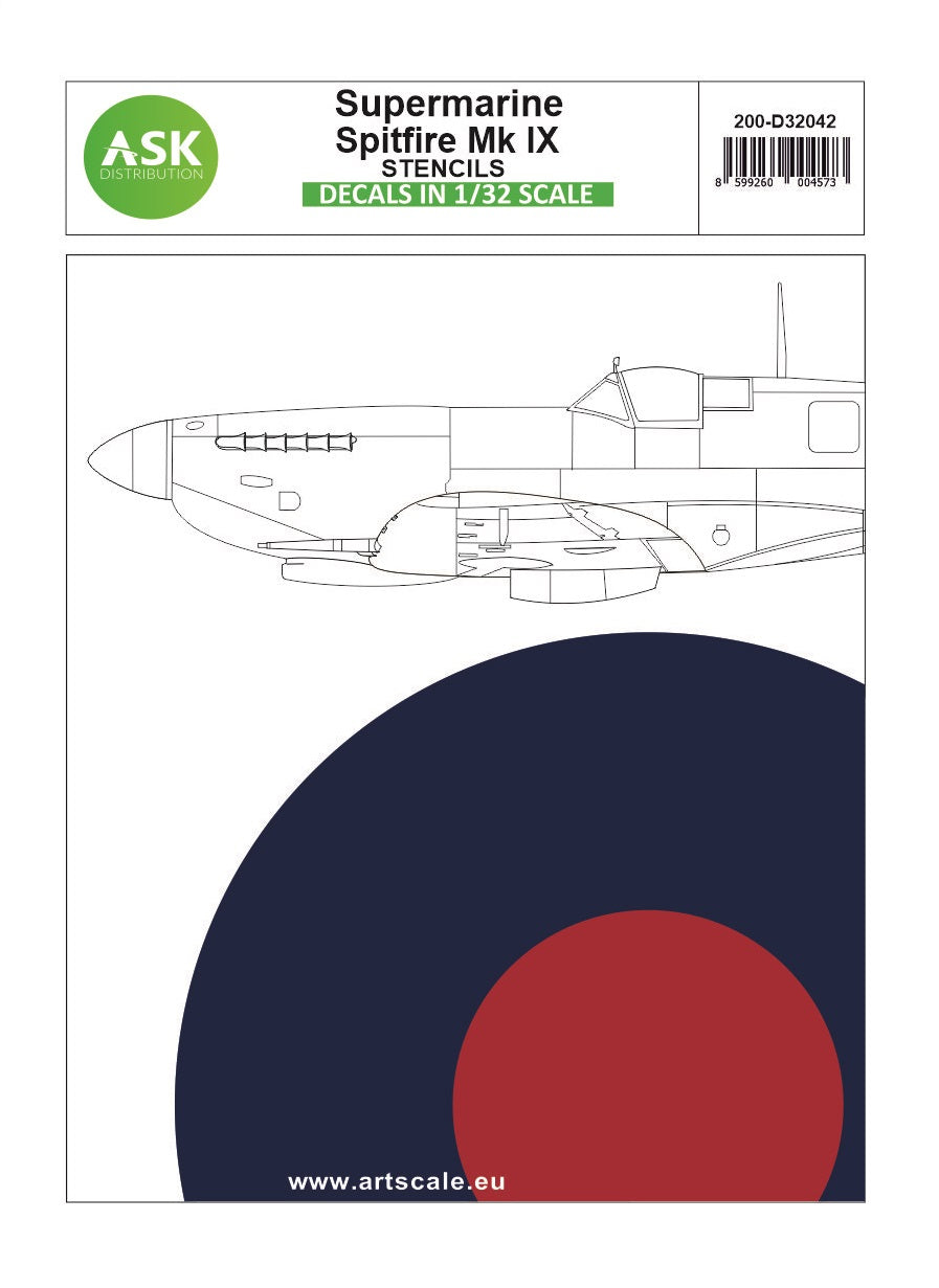 Art Scale 200-D32042 1:32 Supermarine Spitfire Mk.IXc - stencils