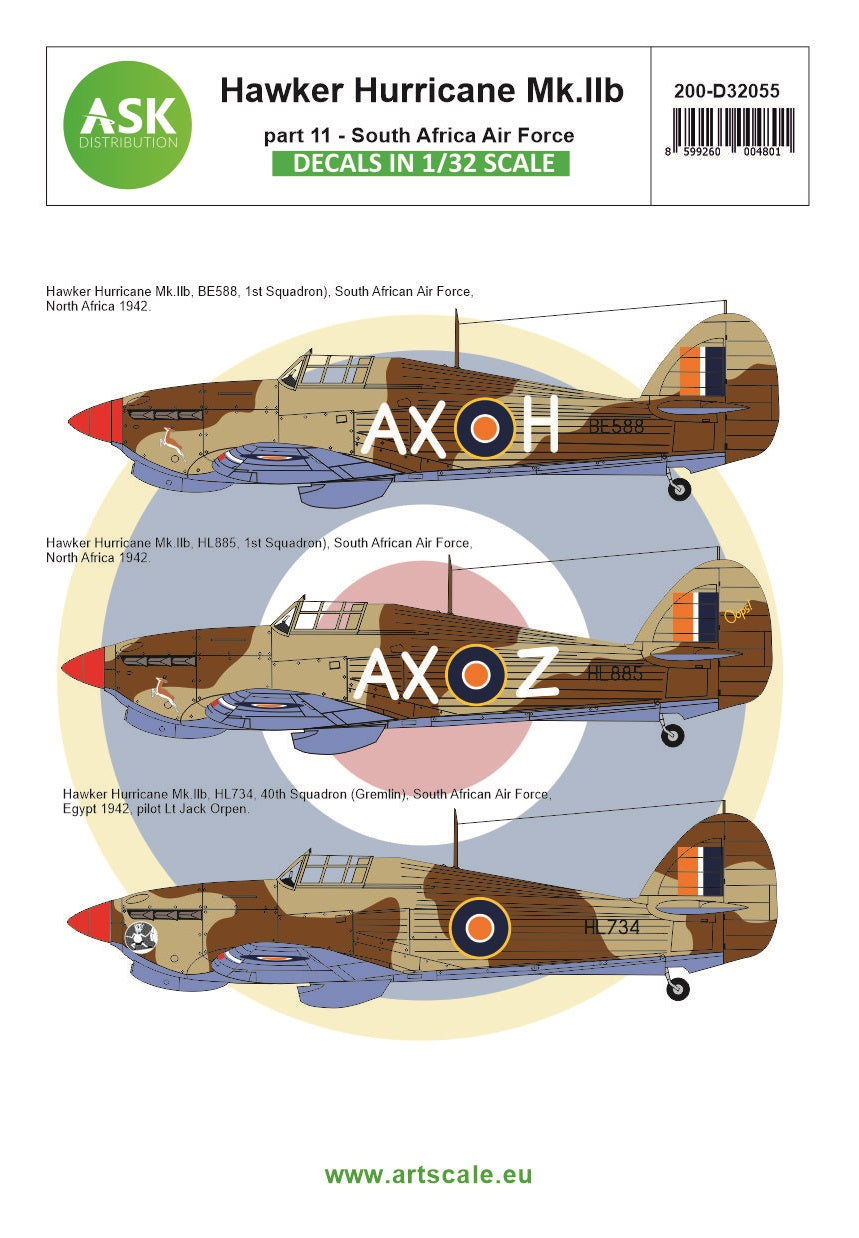 Art Scale 200-D32055 1:32 Hawker Hurricane Mk.IIb part 11 - South African Air Force 1942