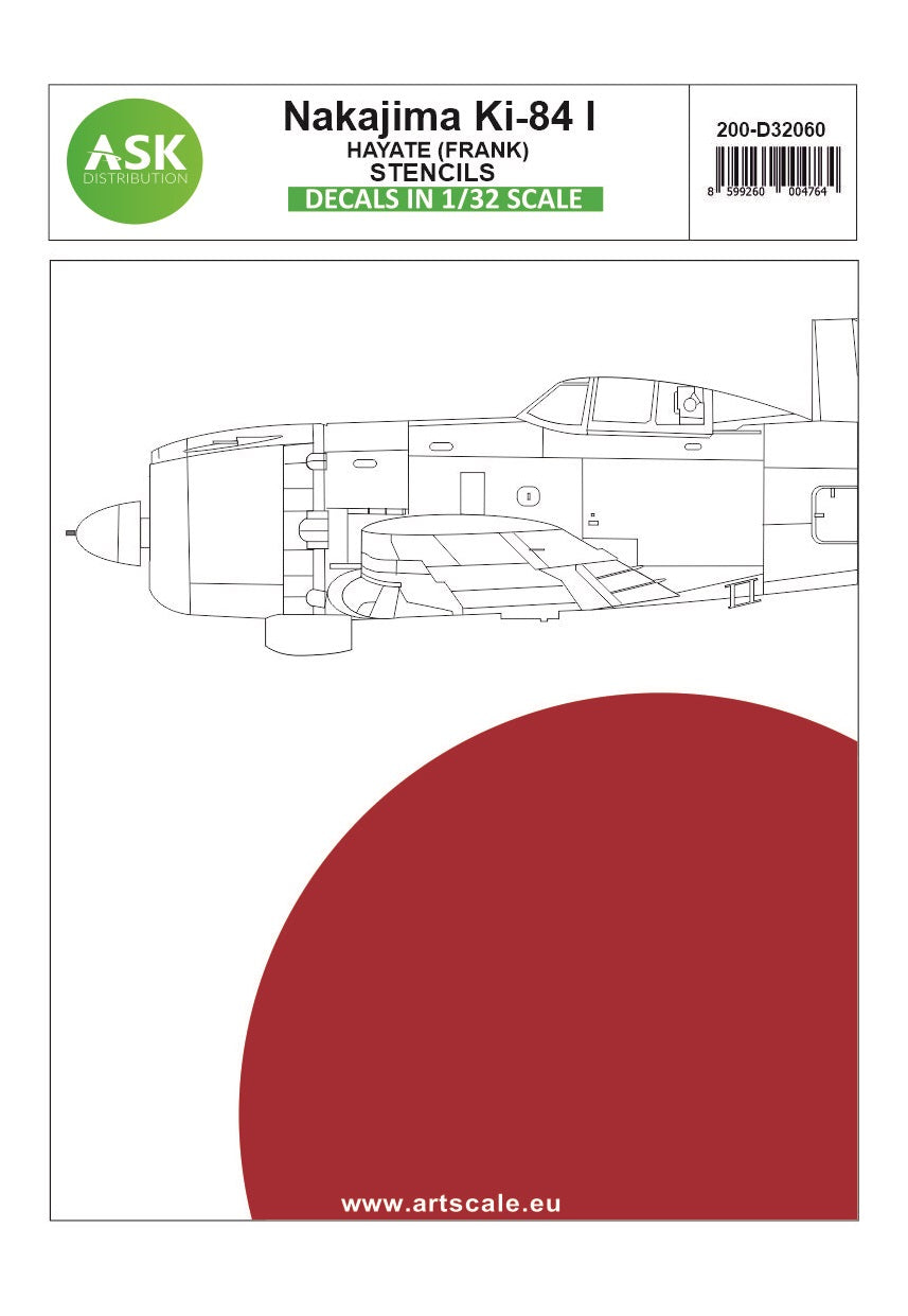Art Scale 200-D32060 1:32 Nakajima Ki-84 Hayate (Frank) - STENCILS - Imperial Japanese Army Air Force,