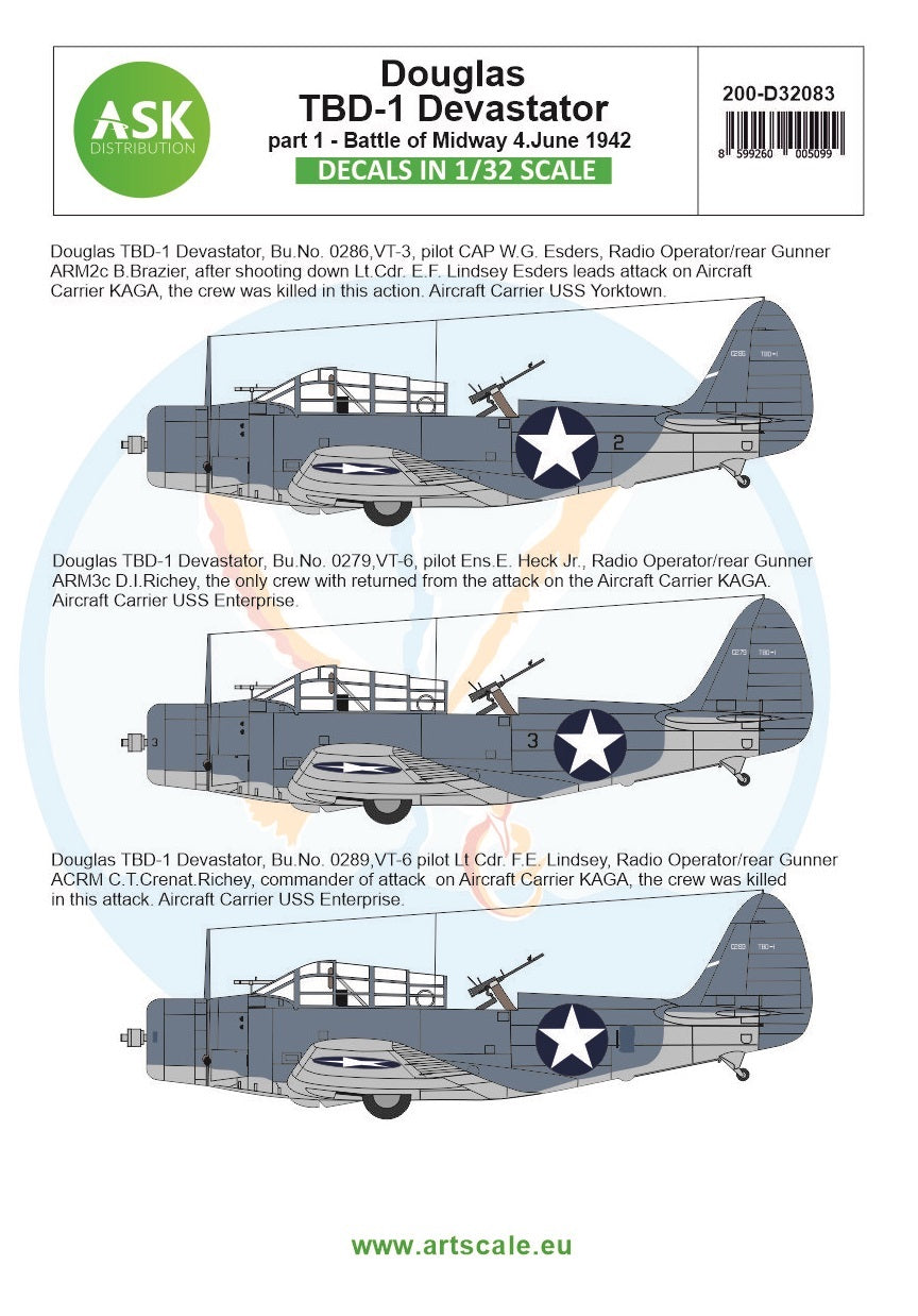 Art Scale 200-D32083 1:32 Douglas TBD-1 Devastator part 1 - Battle of Midway