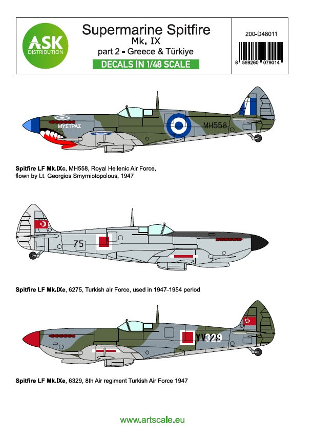 Art Scale 200-D48011 1:48 Supermarine Spitfire Mk.IXc / Mk.IXe part 2 - Greece, Turkey