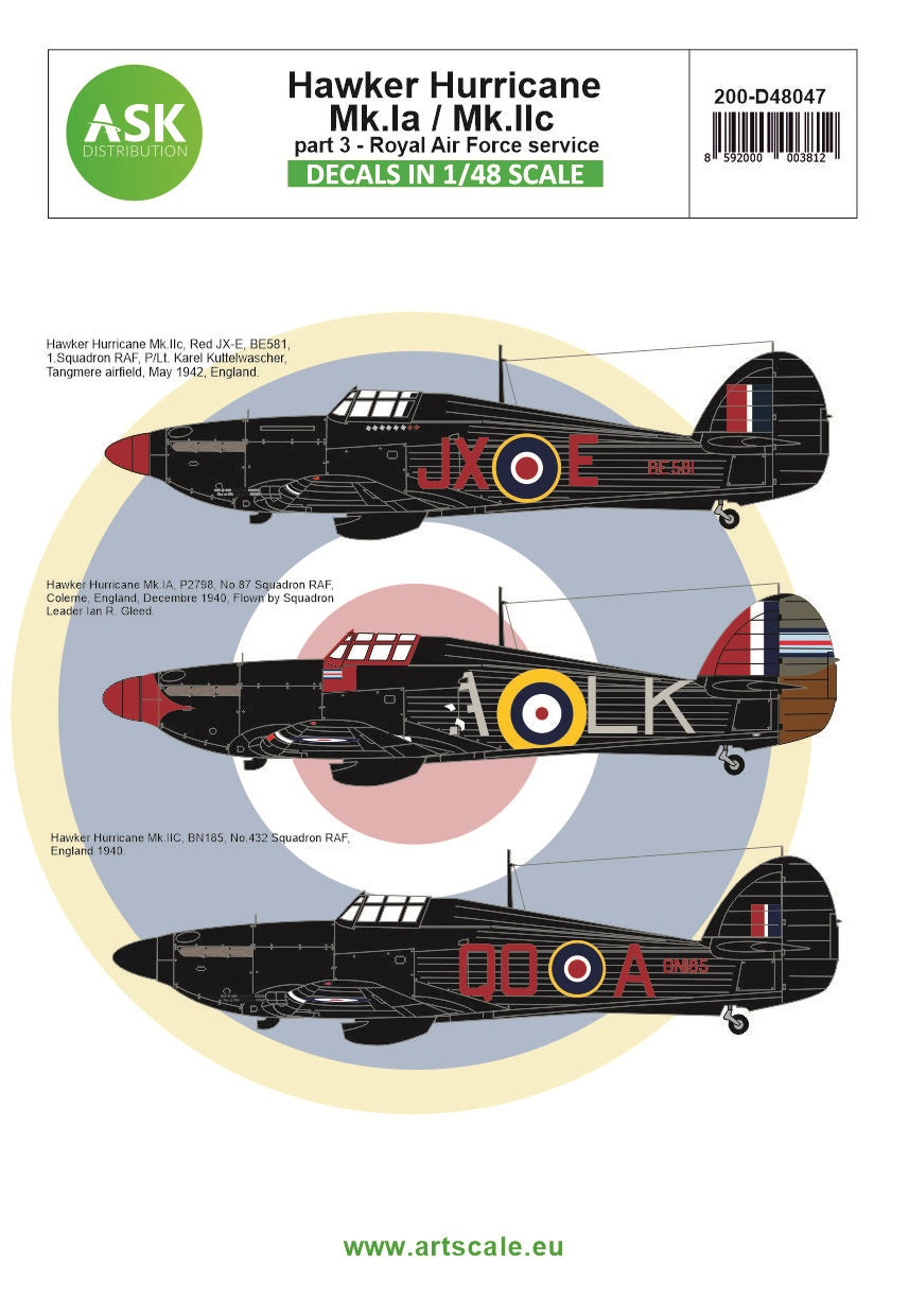 Art Scale 200-D48047 1:48 Hawker Hurricane Mk.IA / Mk.IIC part 3 - Royal Air Force service