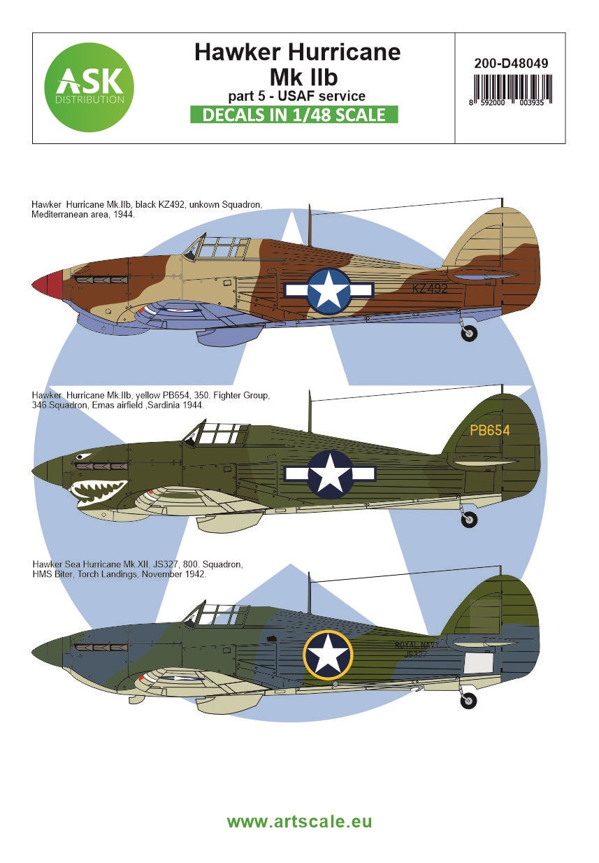 Art Scale 200-D48049 1:48 Hawker Hurricane Mk.IIB part 5 - USAAF service,