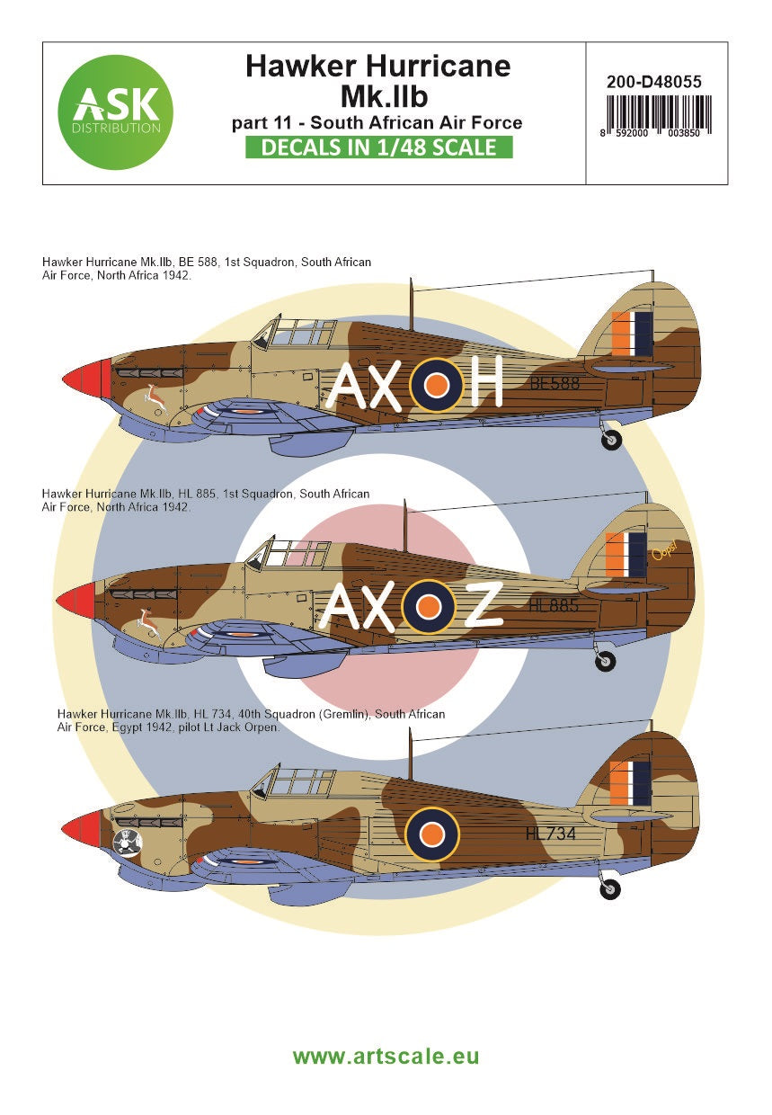 Art Scale 200-D48055 1:48 Hawker Hurricane Mk.IIB part 11 - South African Air Force