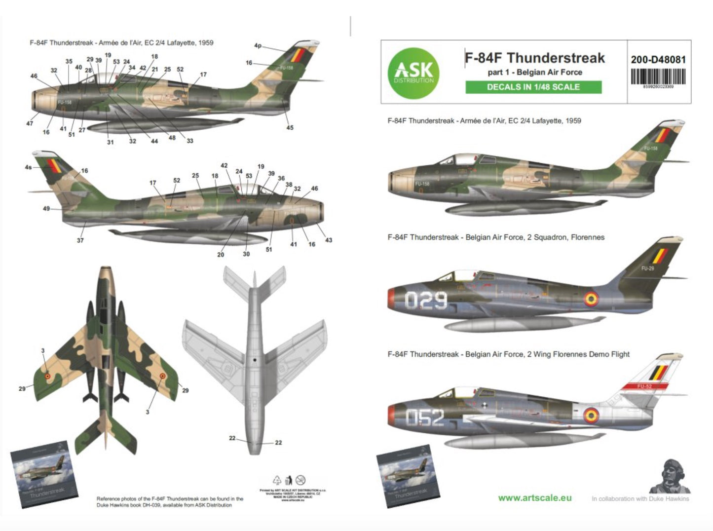 Art Scale 200-D48081 1:48 Republic F-84F Thunderstreak part 1 - Belgian Air Force