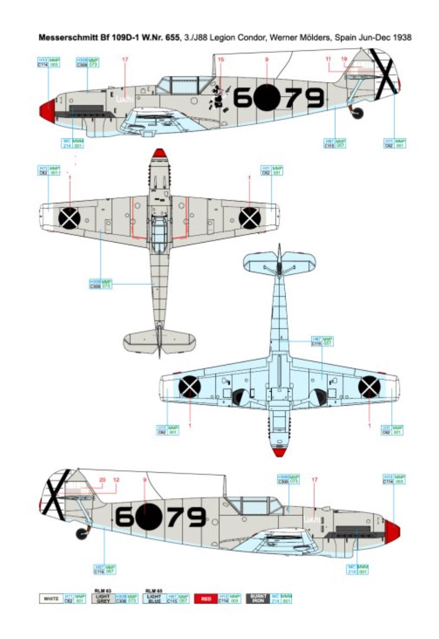 Art Scale 200-D48084 1:48 Messerschmitt Bf-109B/D - Early birds of the future Aces