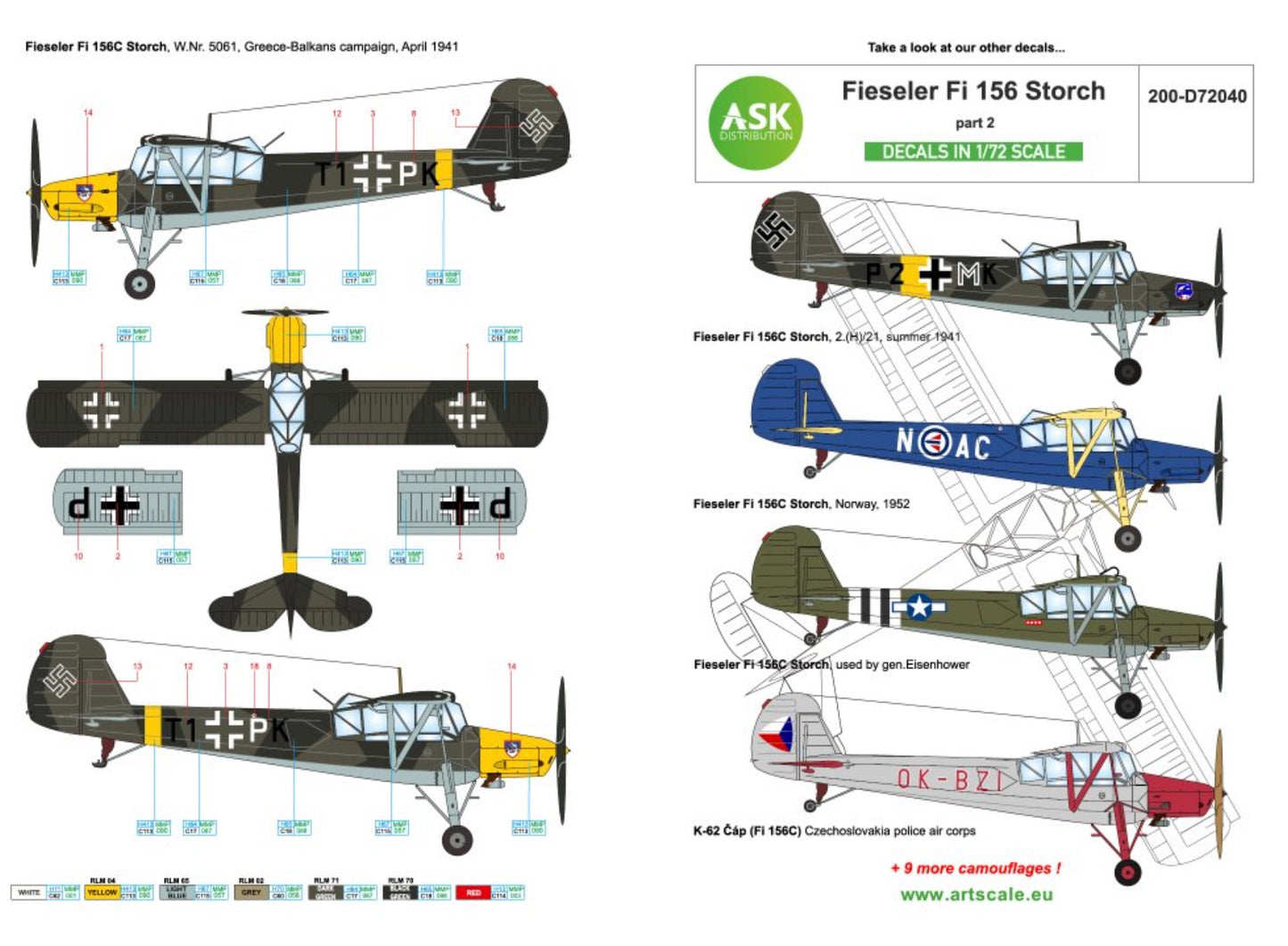 Art Scale 200-D72039 1:72 Fieseler Fi-156C Storch part 1 - Around WWII Europe and Foreign services