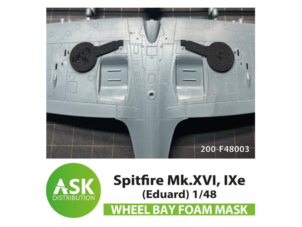 Art Scale 200-F48003 1:48 Supermarine Spitfire Mk.XVI, Spitfire Mk.IXe Foam flexible wheel bays mask