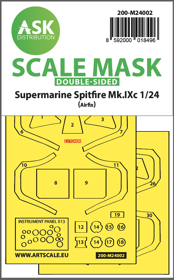 Art Scale 200-M24002 1:24 Supermarine Spitfire Mk.IXc double-sided masks