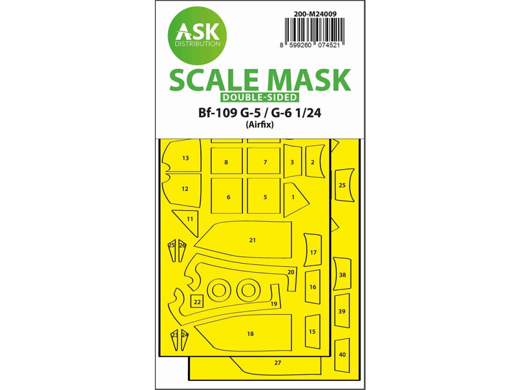 Art Scale 200-M24009 1:24 Messerschmitt Bf 109G-5/G-6 double-sided express fit mask