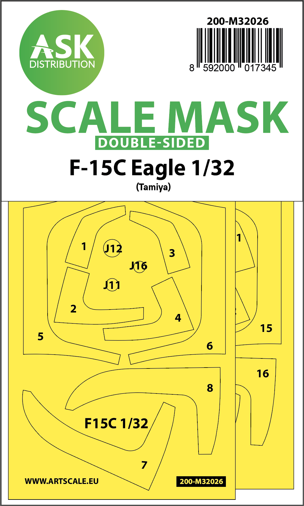 Art Scale 200-M32026 1:32 McDonnell F-15C Eagle canopy frame paint mask