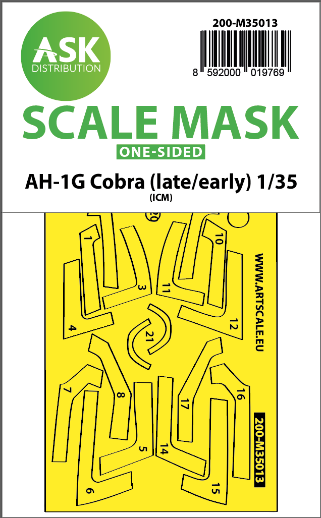 Art Scale 200-M35013 1:35 Bell AH-1G Cobra (early/late) painting mask for ICM