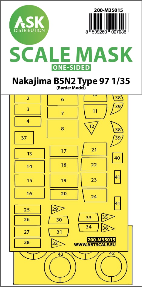 Art Scale 200-M35015 1:35 Nakajima B5N2 Type 97 one-sided express fit painting mask