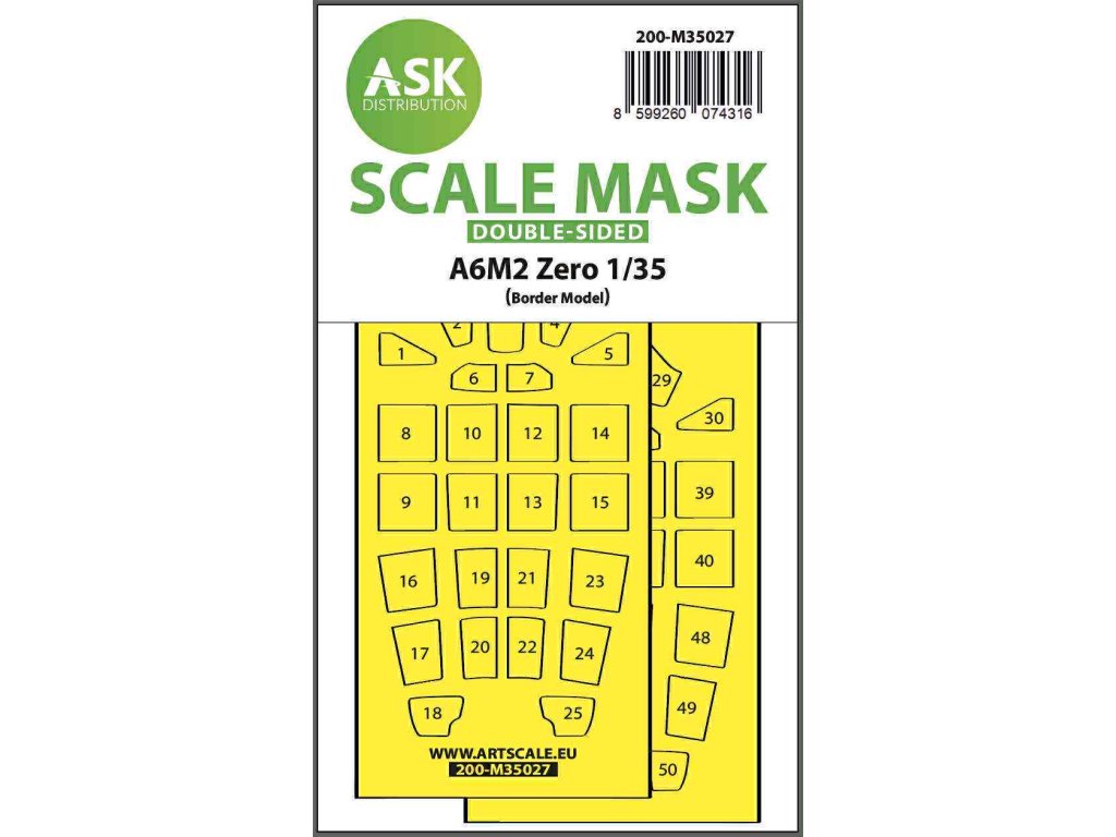 Art Scale 200-M35027 1:35 Mitsubishi A6M2 Zero double-sided painting mask