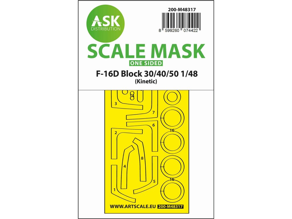 Art Scale 200-M48317 1:48 F-16D Block 30/40/50 wheels and canopy frame paint mask