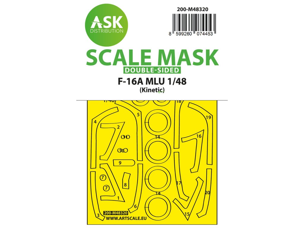 Art Scale 200-M48320 1:48 F-16A MLU double-sided fit and self adhesive express mask