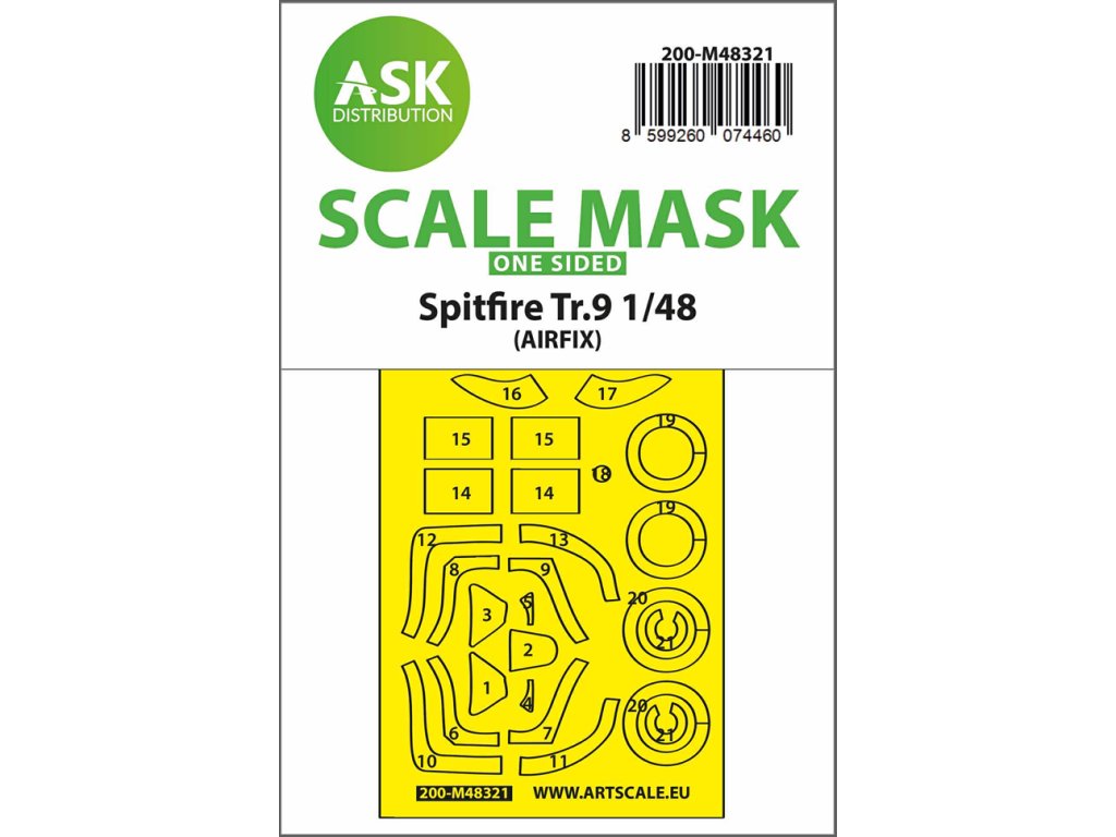 Art Scale 200-M48321 1:48 Supermarine Spitfire Tr.9 one-sided express fit mask for Airfix