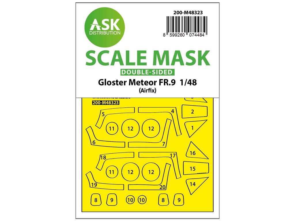 Art Scale 200-M48323 1:48 Gloster Meteor FR.9 double-sided self-adhesive fit mask