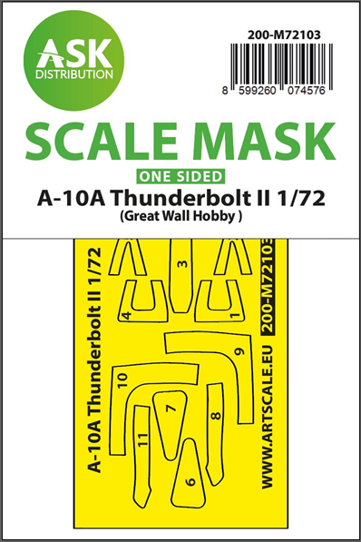 Art Scale 200-M72103 1:72 Republic A-10A Thunderbolt II canopy frame paint masks