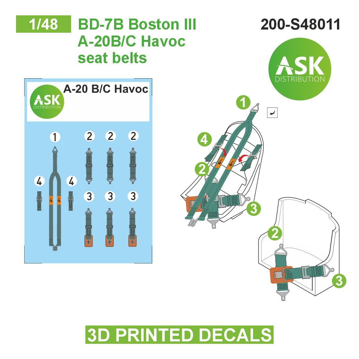 Art Scale 200-S48011 1:48 Douglas DB-7B Boston III / A-20B/C Havoc pilot seat belt clamp