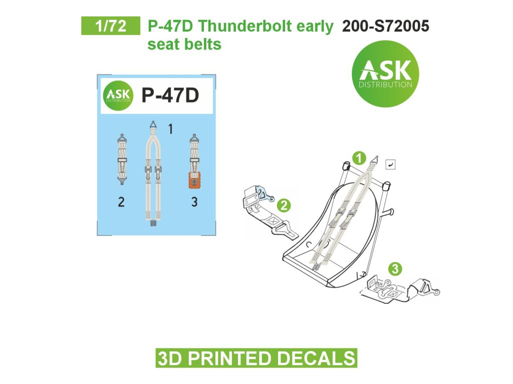Art Scale 200-S72005 1:72 Republic P-47D Thunderbolt Thunderbolt seat belts