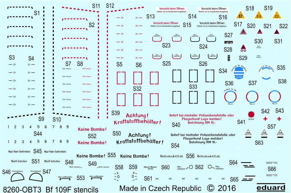 Eduard D48026 1:48 Messerschmitt Bf-109F-2/Bf-109F-4 stencils