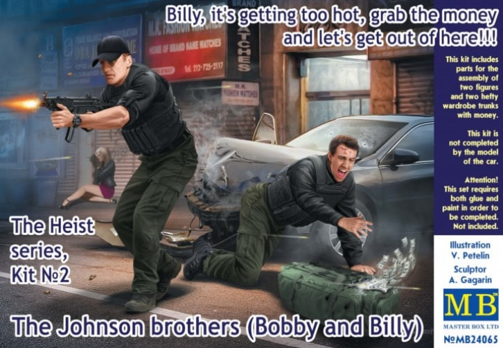Master Box MB24065 1:24 The Heist series, Kit No–2. Billy, it's getting too hot, grab the money and let's get out of here!!! The Johnson brothers