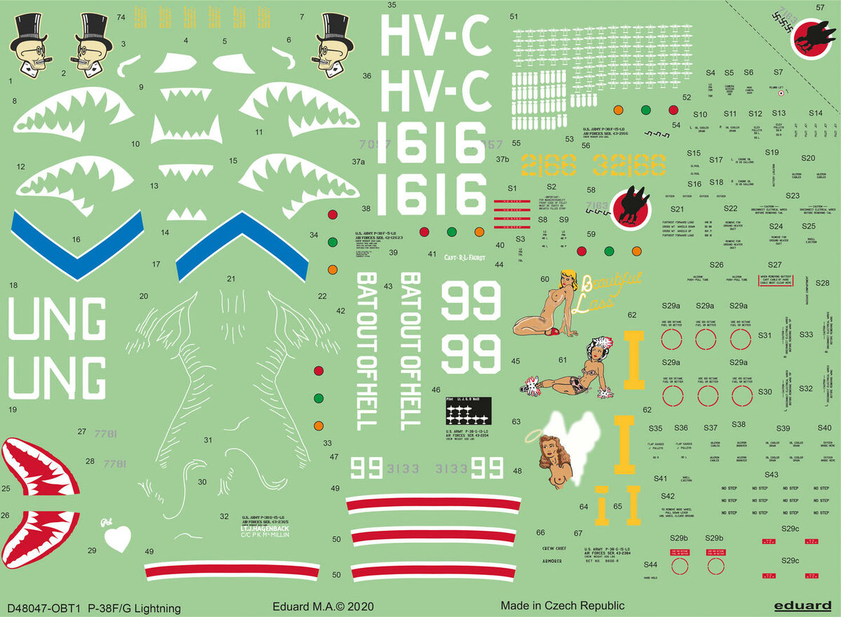 Eduard D48047 1:48 Lockheed P-38F/G Lightning x 5 aircraft.