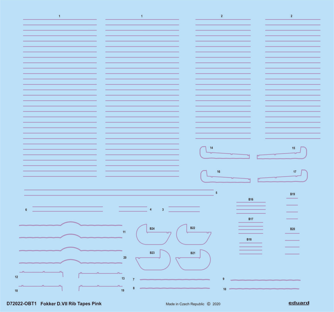 Eduard D72022 1:72 Fokker D.VII rib tapes pink