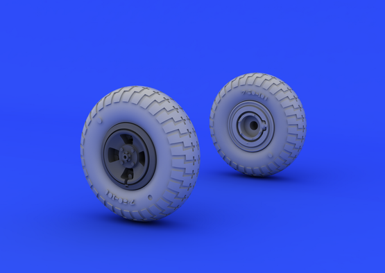 Eduard Brassin 648118 1:48 Supermarine Spitfire Mk.IXc/Mk.IXe wheels with weighted tyre effect - 4 spoke w/pattern