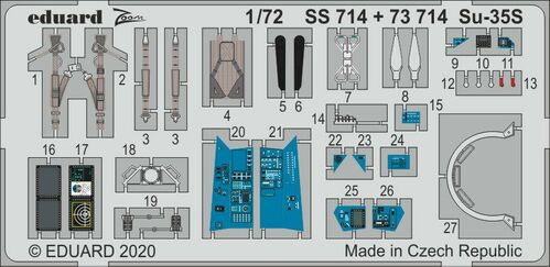 Eduard SS714 1:72 Sukhoi Su-35S instrument panels, seatbelts etc