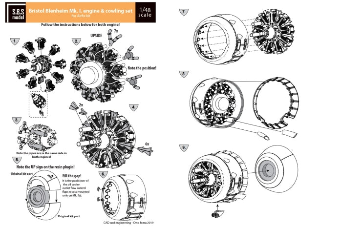 SBS Model SBS48059 1:48 Bristol Blenheim Mk.I engine & cowling set x 2 of each