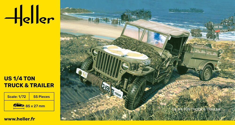 Heller 79997 1:72 Willys Jeep and Trailor