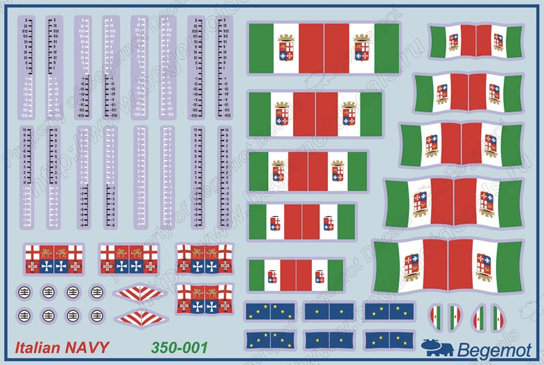 Begemot 350-001 1:350 Italian Navy Flags and Markings