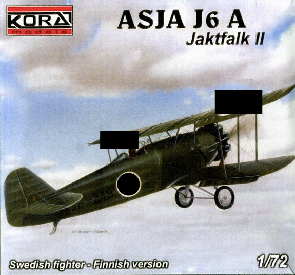 Kora 7232 1:72 ASJA J6 A Jaktfalk II wheels Swedish fighter/Finnish decal