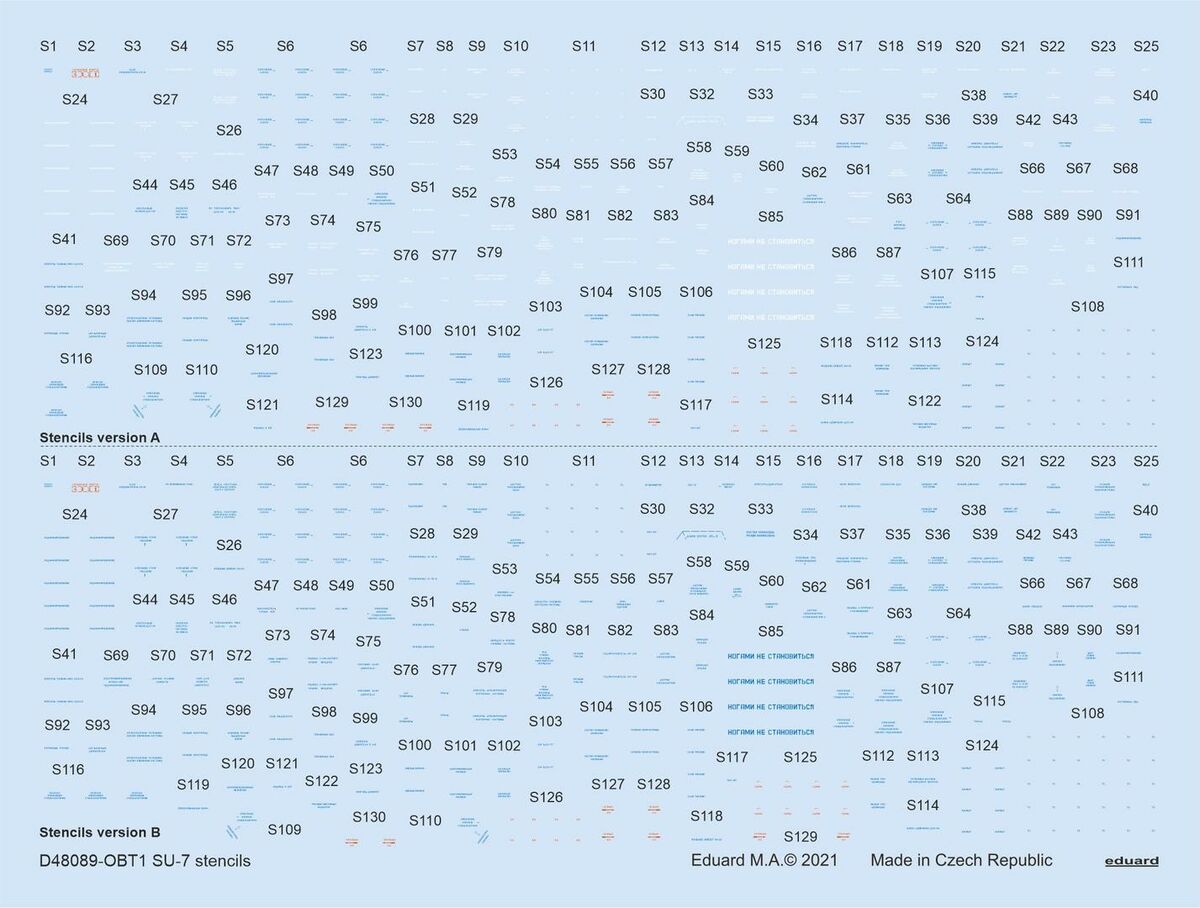 Eduard D48089 1:48 Sukhoi Su-7 stencils