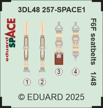 Eduard 3DL48257 1:48 Grumman F6F seatbelts SPACE set