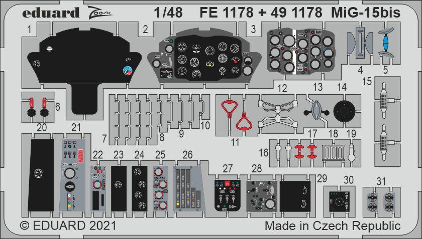 Eduard 491178 1:48 Mikoyan MiG-15bis Detailing Set