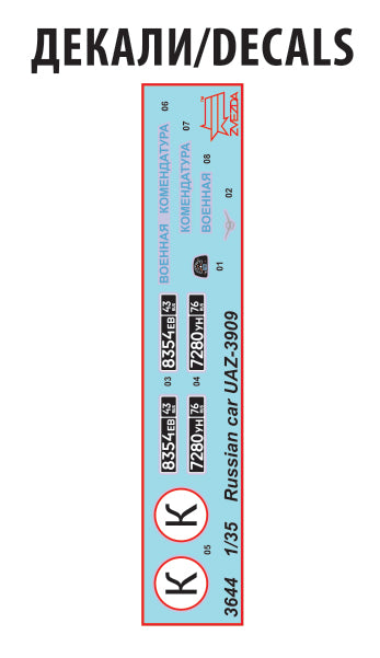 Zvezda 3644 1:35 UAZ 3909 Russian Military Van