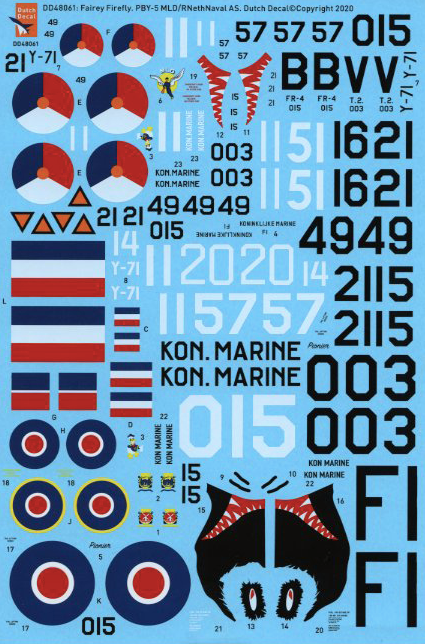Dutch Decal DD48061 1:48 Fairey Firefly, PBY-5 RNeth Navy